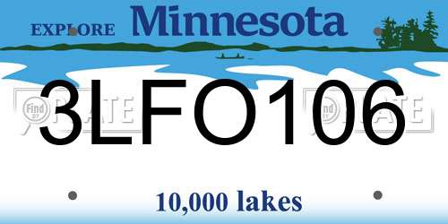 3LFO106 Minnesota License Plate