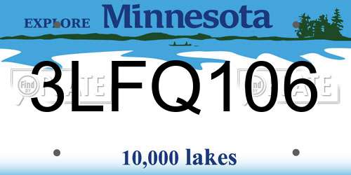 3LFQ106 Minnesota License Plate
