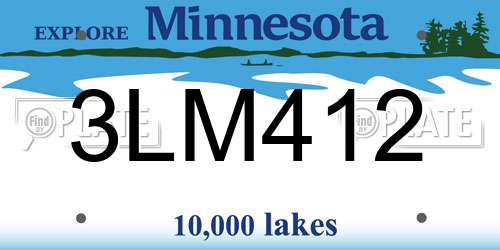 3LM412 Minnesota License Plate