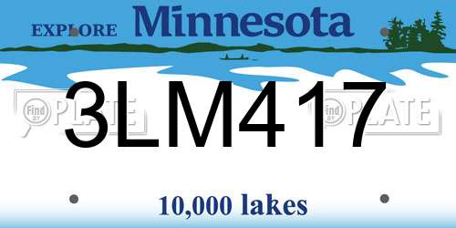 3LM417 Minnesota License Plate