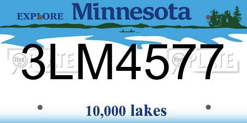 3LM4577 Minnesota License Plate