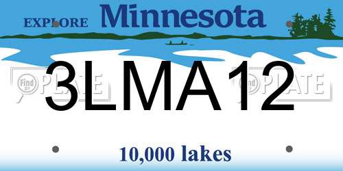 3LMA12 Minnesota License Plate