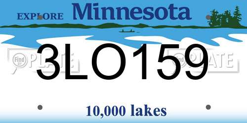 3LO159 Minnesota License Plate