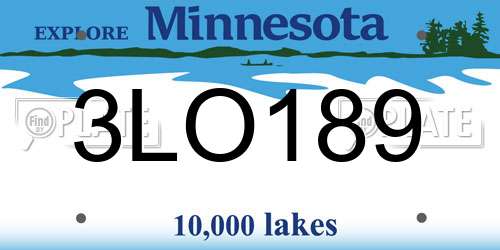 3LO189 Minnesota License Plate
