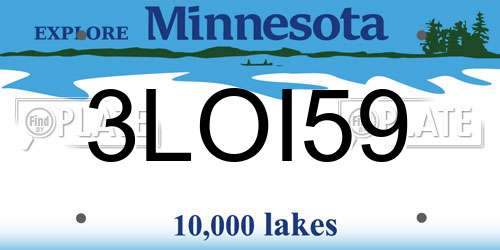 3LOI59 Minnesota License Plate