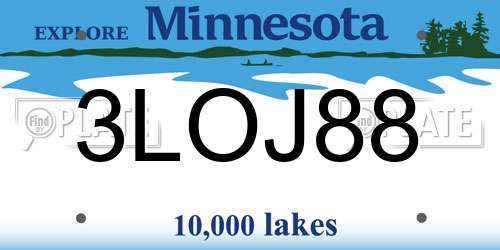 3LOJ88 Minnesota License Plate
