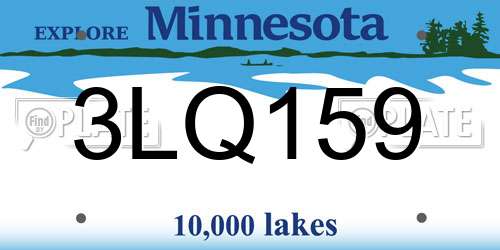 3LQ159 Minnesota License Plate