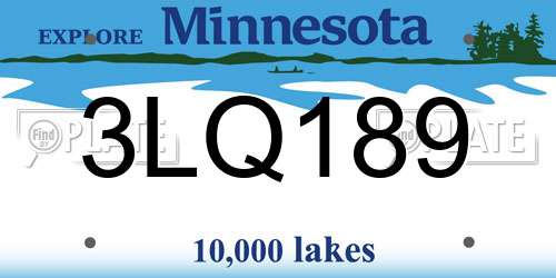 3LQ189 Minnesota License Plate