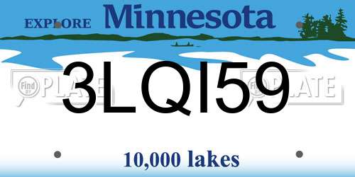 3LQI59 Minnesota License Plate