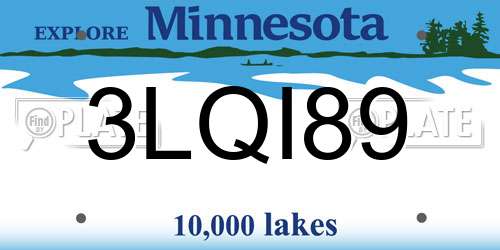 3LQI89 Minnesota License Plate