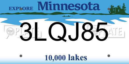 3LQJ85 Minnesota License Plate