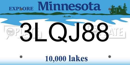 3LQJ88 Minnesota License Plate