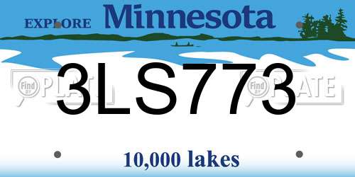 3LS773 Minnesota License Plate