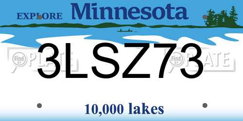 3LSZ73 Minnesota License Plate