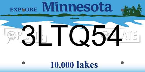 3LTQ54 Minnesota License Plate