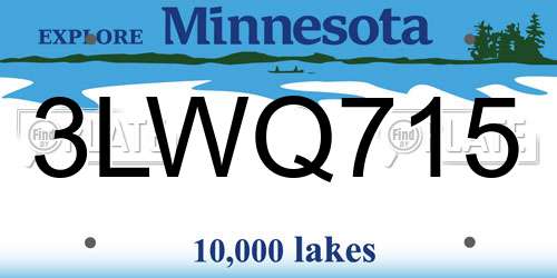 3LWQ715 Minnesota License Plate