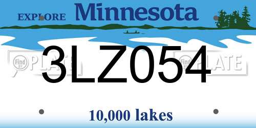 3LZ054 Minnesota License Plate