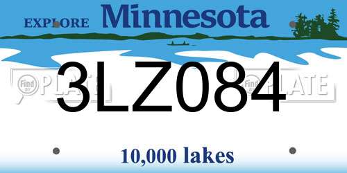 3LZ084 Minnesota License Plate