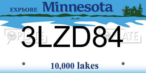 3LZD84 Minnesota License Plate