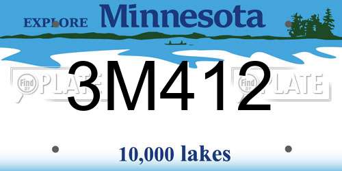 3M412 Minnesota License Plate