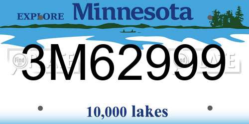 3M62999 Minnesota License Plate