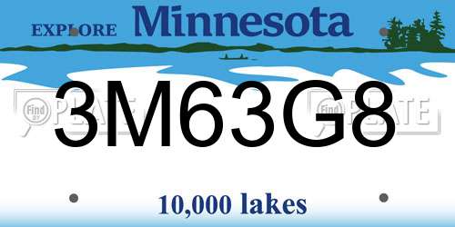 3M63G8 Minnesota License Plate