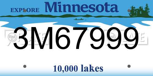 3M67999 Minnesota License Plate