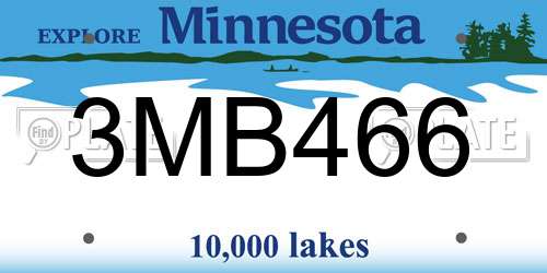 3MB466 Minnesota License Plate