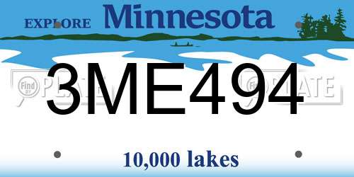 3ME494 Minnesota License Plate