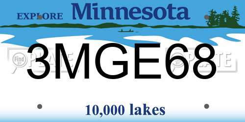 3MGE68 Minnesota License Plate