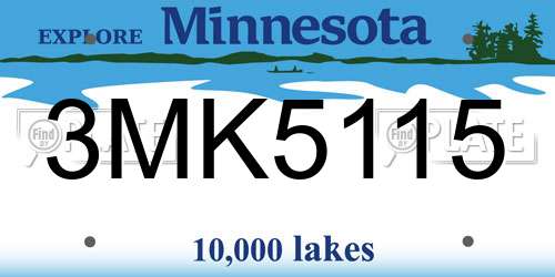 3MK5115 Minnesota License Plate