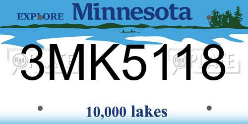 3MK5118 Minnesota License Plate