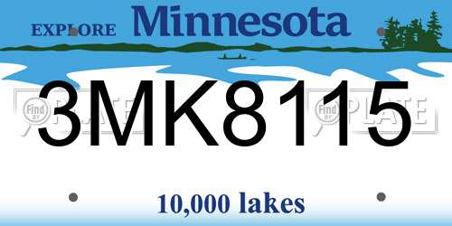 3MK8115 Minnesota License Plate