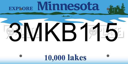 3MKB115 Minnesota License Plate