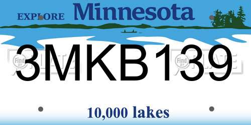 3MKB139 Minnesota License Plate