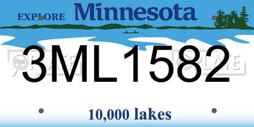 3ML1582 Minnesota License Plate