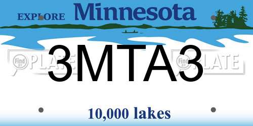 3MTA3 Minnesota License Plate