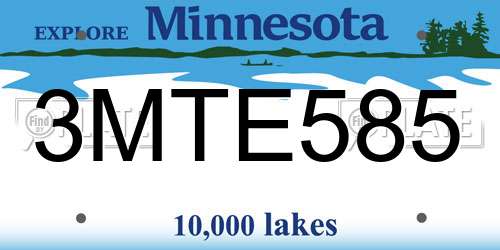 3MTE585 Minnesota License Plate
