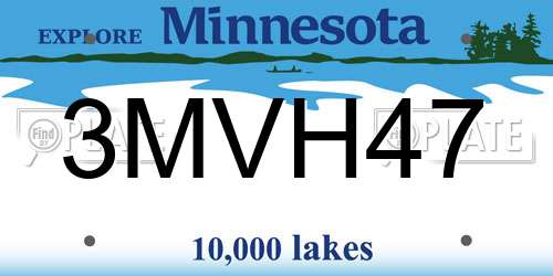 3MVH47 Minnesota License Plate
