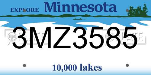 3MZ3585 Minnesota License Plate