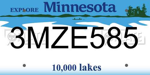 3MZE585 Minnesota License Plate