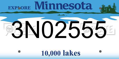 3N02555 Minnesota License Plate