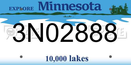 3N02888 Minnesota License Plate