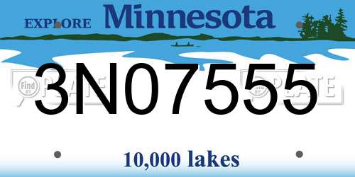3N07555 Minnesota License Plate