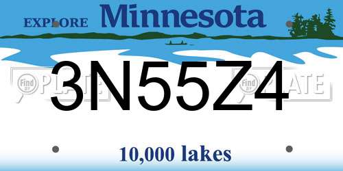 3N55Z4 Minnesota License Plate