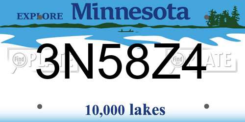 3N58Z4 Minnesota License Plate