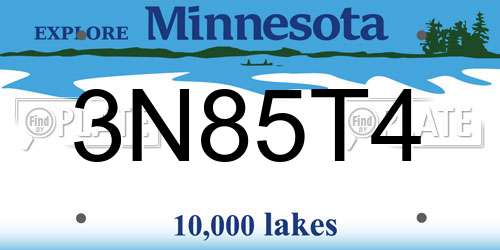 3N85T4 Minnesota License Plate