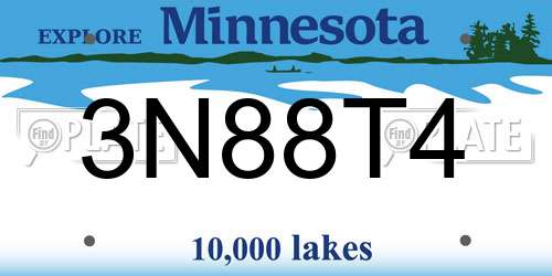 3N88T4 Minnesota License Plate