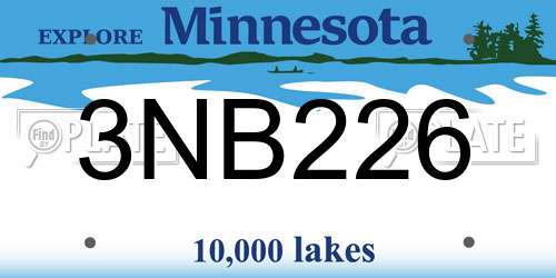 3NB226 Minnesota License Plate