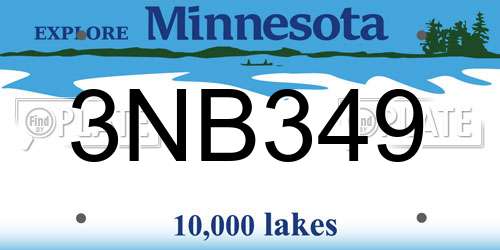 3NB349 Minnesota License Plate
